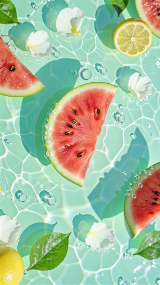 夏日清凉水上西瓜