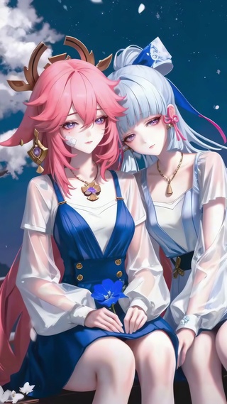 落花双子少女