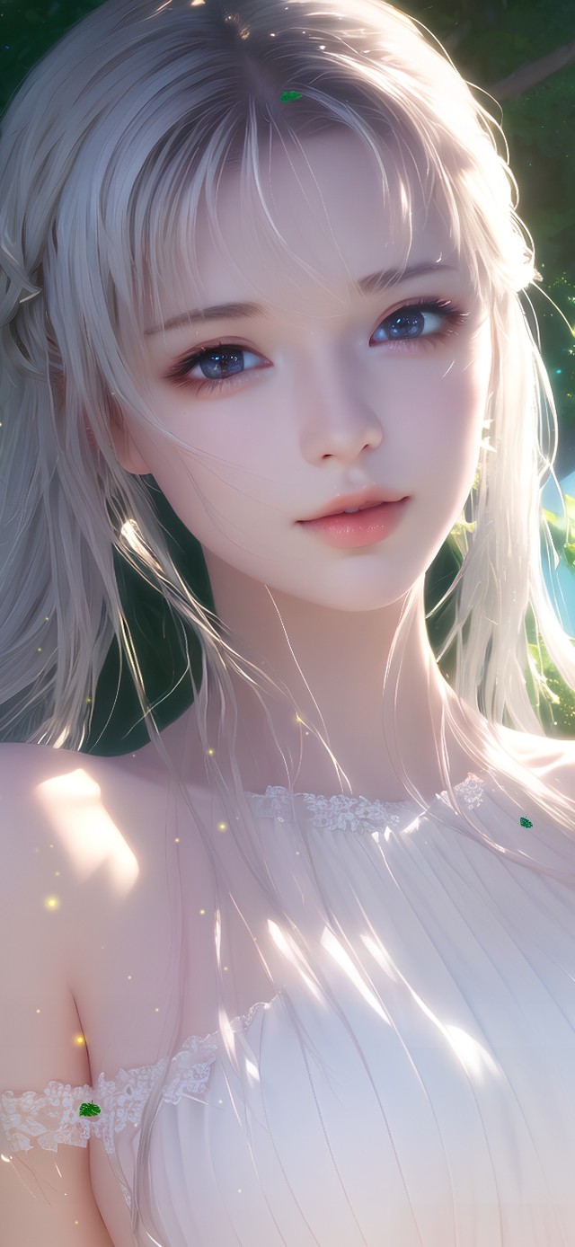 阳光治愈白发少女