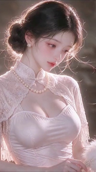 温柔粉旗袍少女