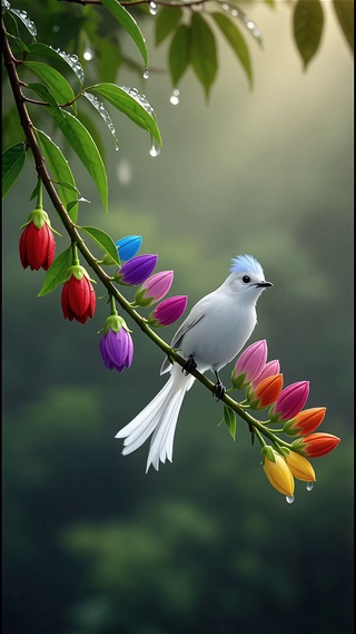 七彩花小鸟
