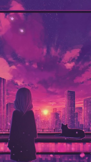 唯美星空樱花树下 