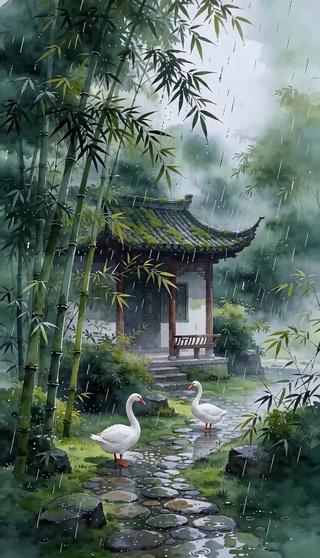 雨竹林院晨景