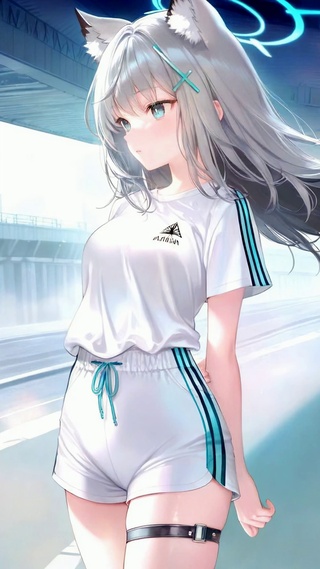 隧道猫耳银发美少女