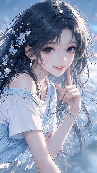 勿忘我花海少女