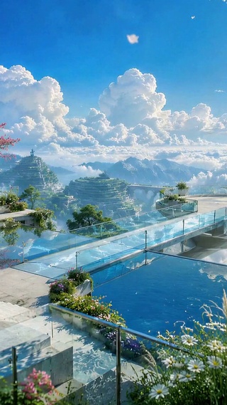 云端之上唯美花海观景台
