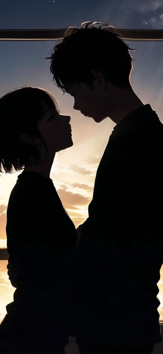 夕阳下约会男女