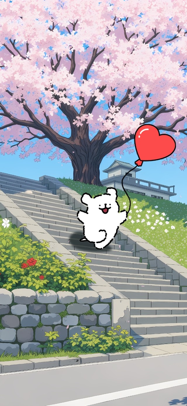 春日赏樱线条小狗