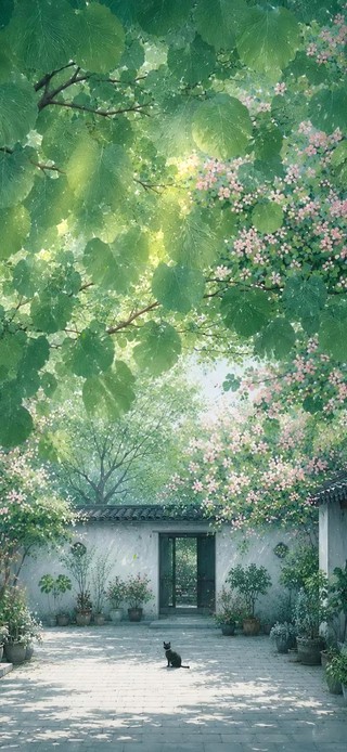 4K超治愈~盛夏林荫小院