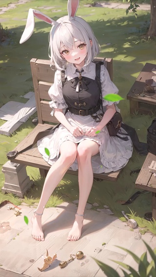 可爱户外兔耳少女
