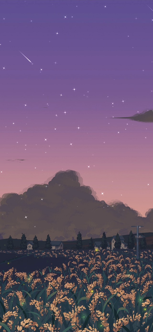 动漫田野风景-随时间变化