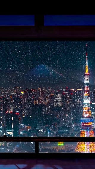 雨天东京夜景