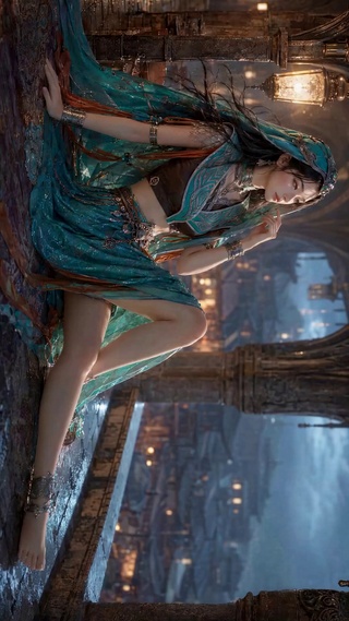 雨夜古城异域古风美女