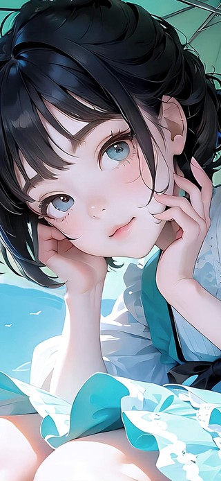 遮阳伞下的少女