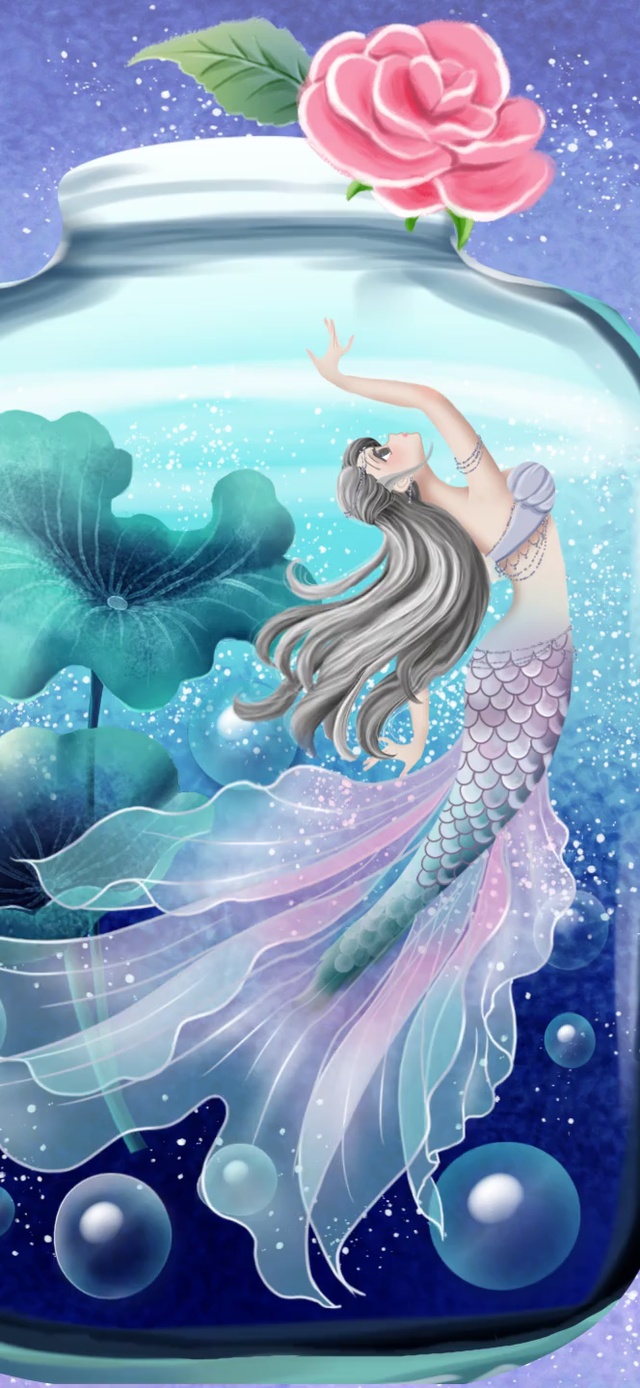 飘瓶人鱼（鼠标点击水泡互动吧）