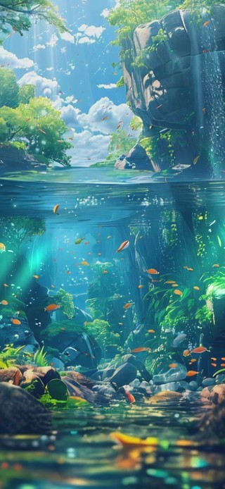 山谷清泉·水面分界M