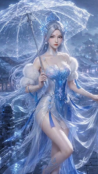 古风美女月夜水乡