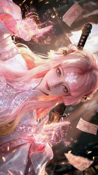 粉发古风二次元美少女