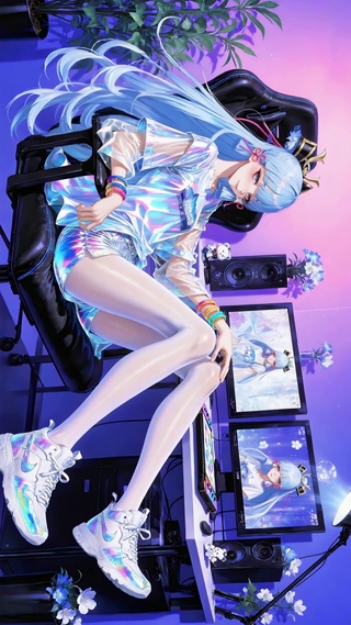 宅家慵懒炫彩电竞少女神里绫华