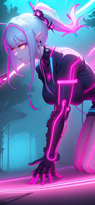 炫彩赛博朋克机甲少女