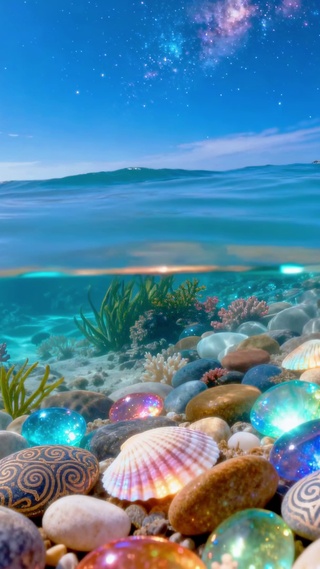 梦幻星空海岸水下彩色宝石