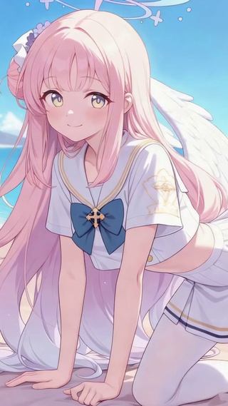 沙滩天使粉发动漫美少女