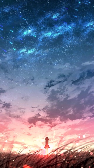 4K唯美温馨夕阳夜空