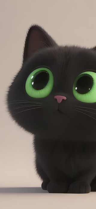 可爱好奇黑猫和金鱼