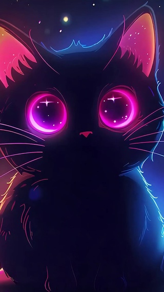 夜景星光可爱小猫咪