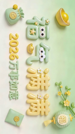 俏皮福字贺新春