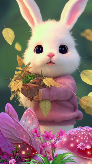 粉色毛衣兔子