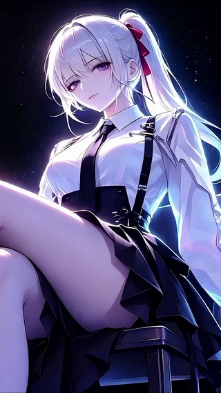 校服高马尾白发御姐