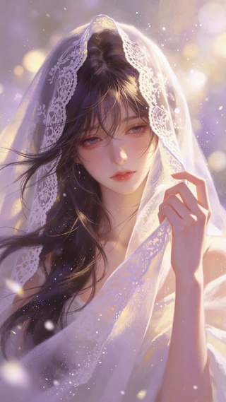 浪漫头纱美女壁纸