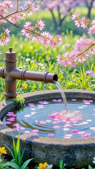 樱落清泉，花野赴春