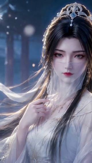 古风雪夜轻纱美人