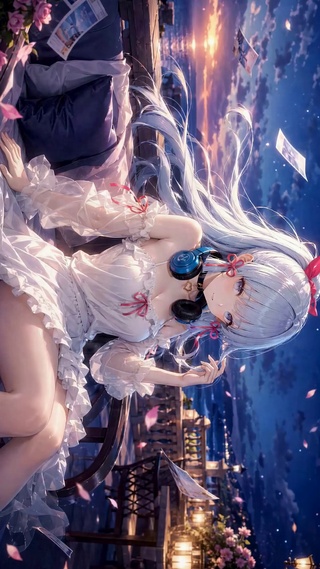 海边晚霞少女
