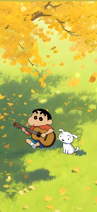 极致治愈~银杏树下弹吉他的小新