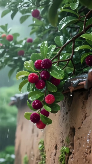 雨中杨梅