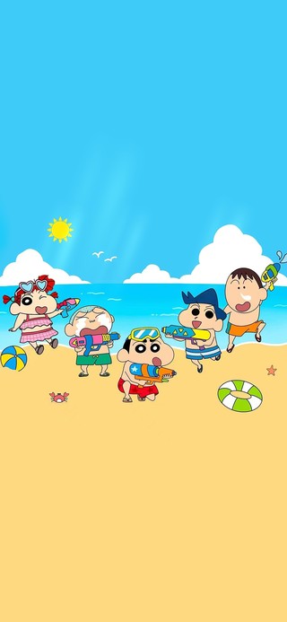 清新海滩 蜡笔小新