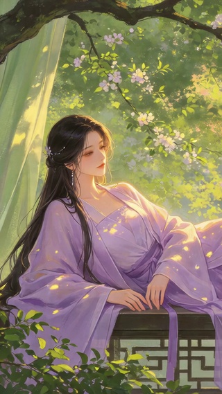 紫色韵味古风美女壁纸