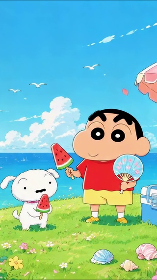 蜡笔小新夏日海边度假