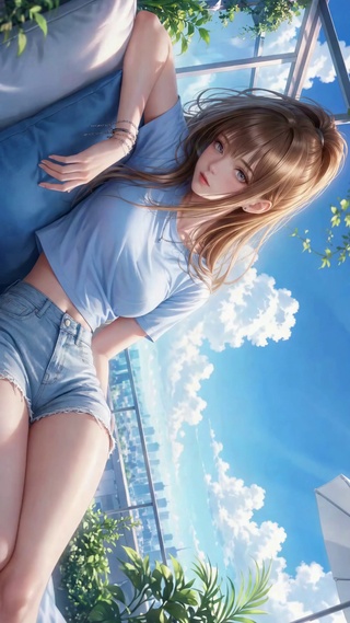 晴空天台清纯美少女