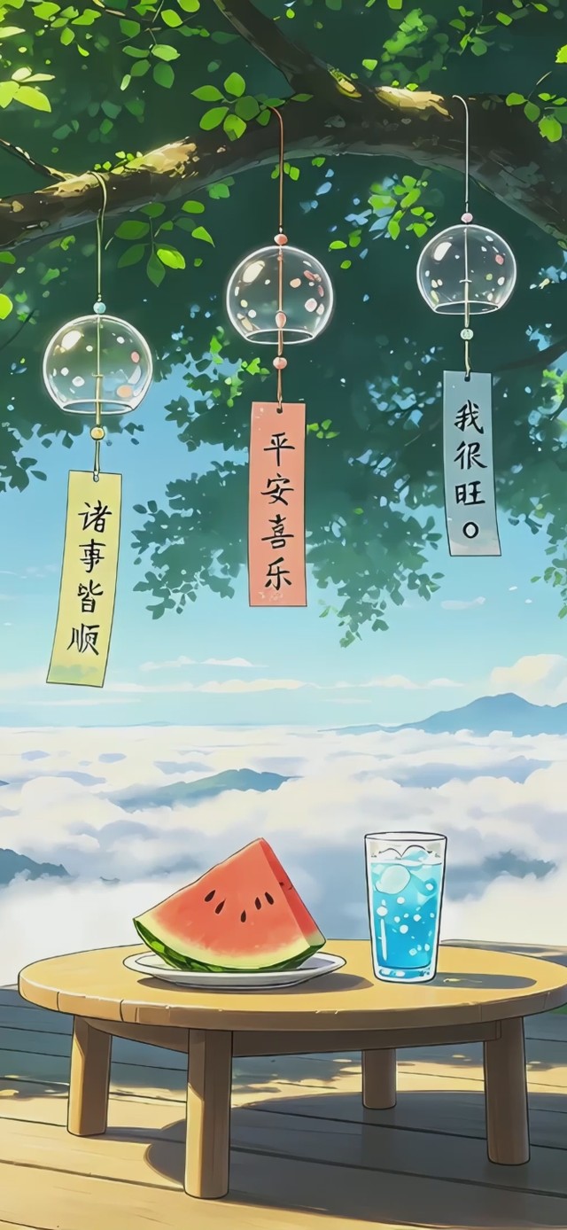 风铃摇云海，树下夏风甜