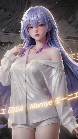 梦幻紫发文字环绕莫宁
