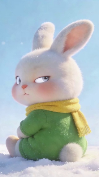 雪地治愈可爱软萌兔子