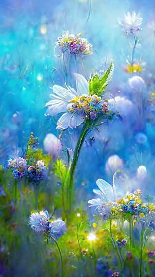 蓝绿色花草