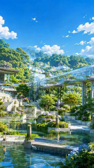 治愈清新山间园林水景