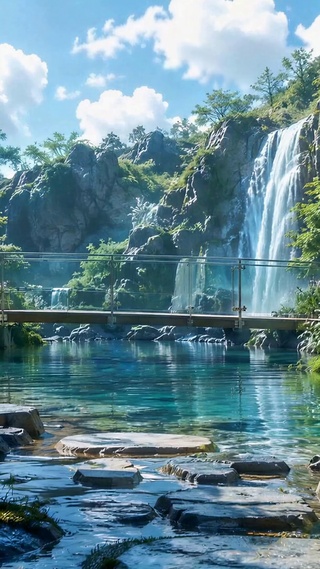 静谧瀑布庭院