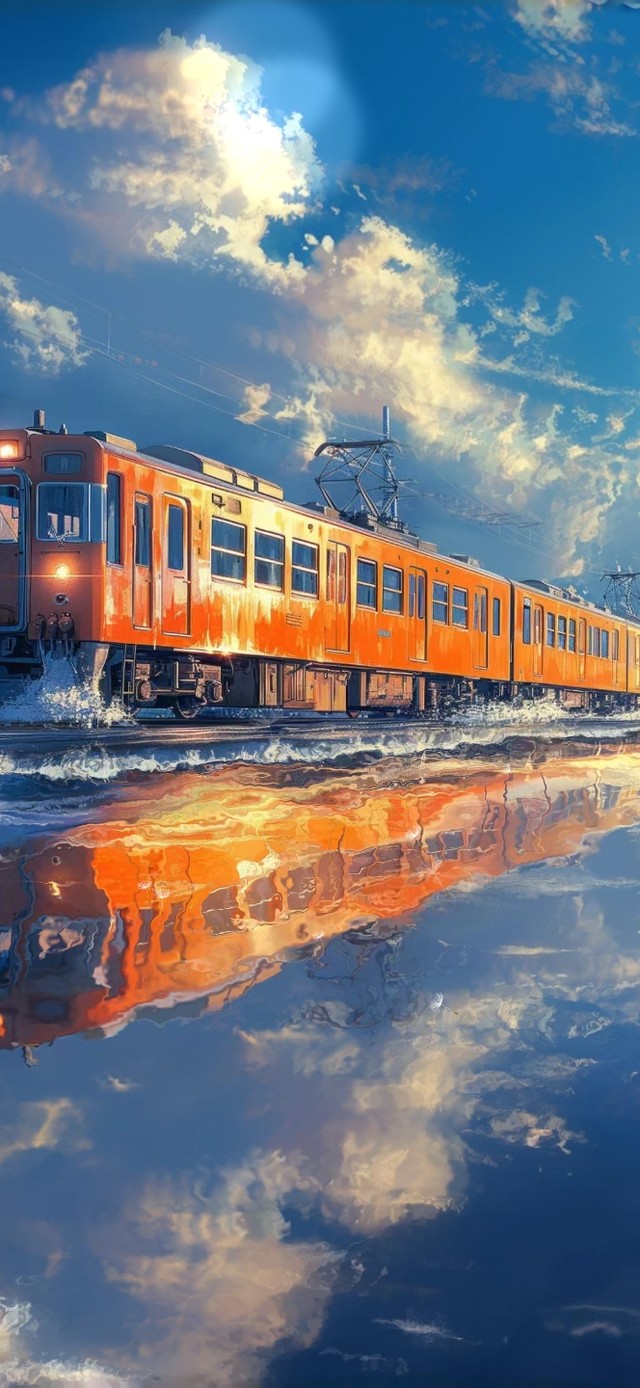 4K 天空之镜 唯美电车