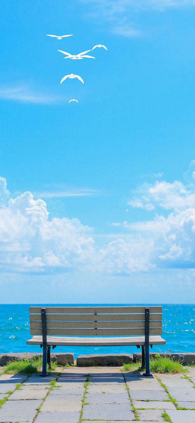 护眼蓝色海边风景